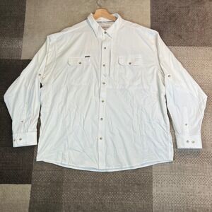 Poncho Mens XXL Fit White Magnetic Pocket Performance Fishing Shirt Long Sleeve